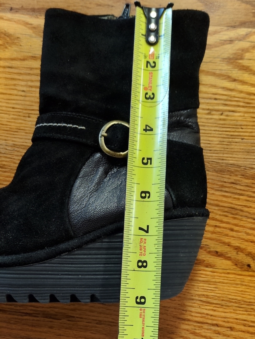 Fly London Black Suede Wedge Ankle Boot Size 39 - Picture 11 of 13